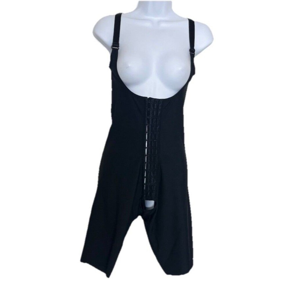 Marena Recovery Compression Bodysuit Post Surgery Open Crotch Thigh Black Medium